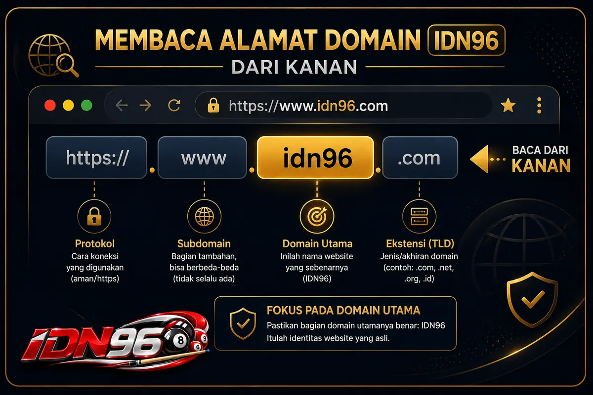 Cara membaca alamat domain IDN96 dari kanan: bagian sebelum garis miring pertama yang menentukan